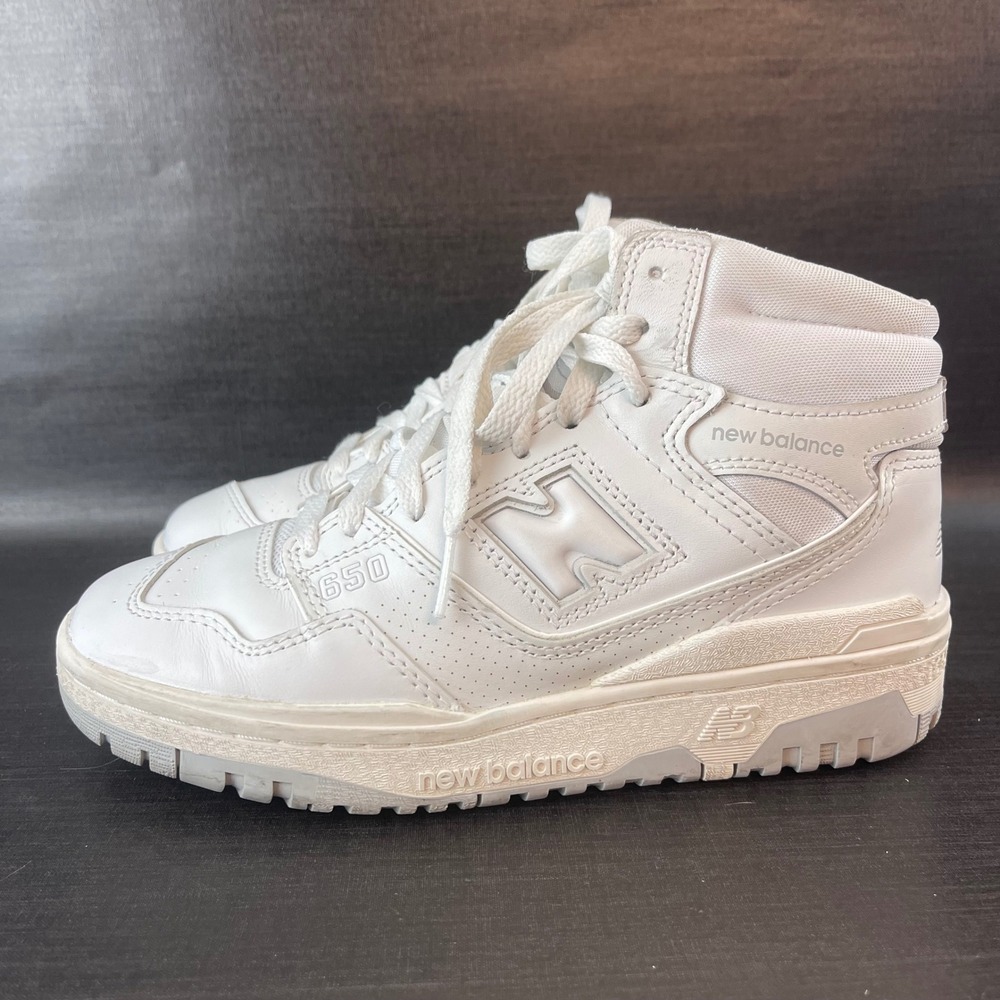 New Balance 650R Mens size 4.5 Triple White Basketball Mid Top Shoes BB650RWW